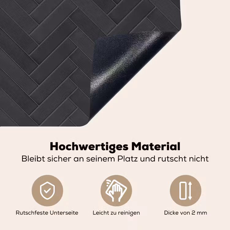 Visgraat - Wandtegel - Donkergrijs Inductie beschemer met haakjes klein 777 -ky-onderkant-de