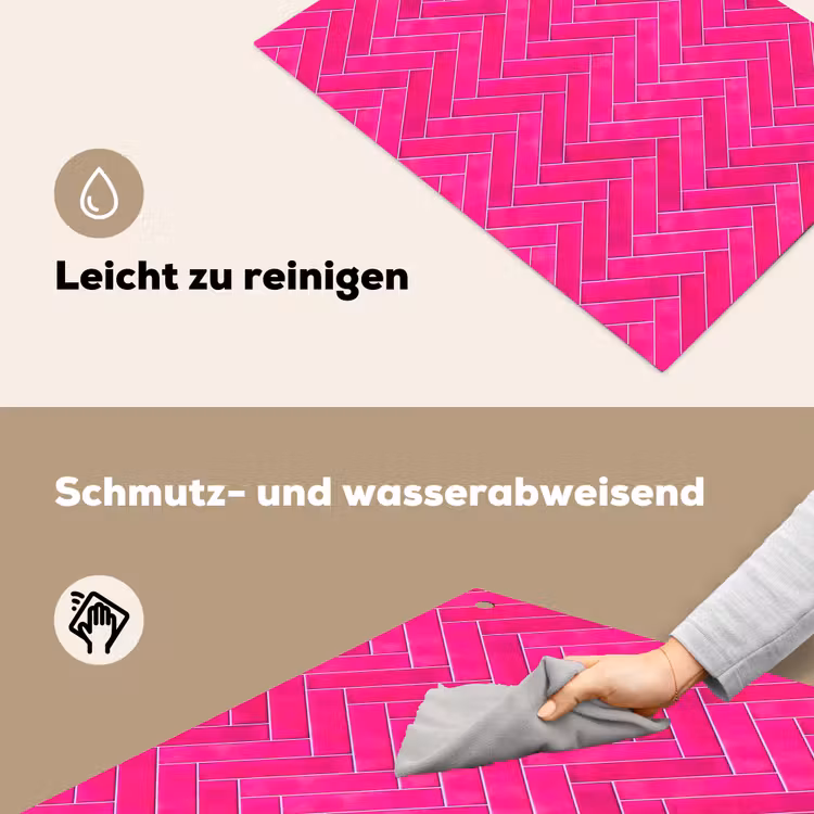 Visgraat - Wandtegel - Fuchsia - Roze Inductie beschemer met haakjes klein 777 -ky-schoon-de