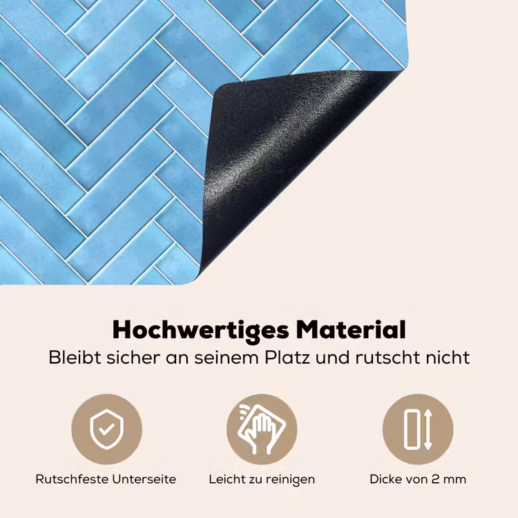 Visgraat - Wandtegel - Lichtblauw Inductie beschemer met haakjes klein 777 -ky-onderkant-de
