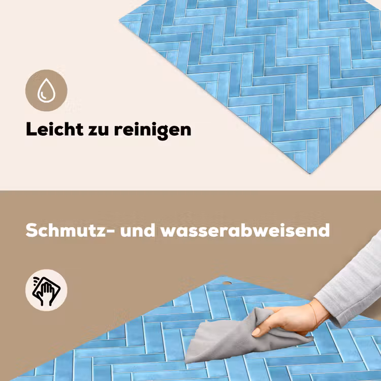 Visgraat - Wandtegel - Lichtblauw Inductie beschemer met haakjes klein 777 -ky-schoon-de