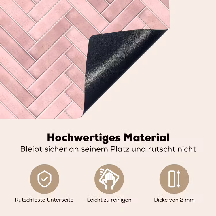 Visgraat - Wandtegel - Lichtroze Inductie beschemer met haakjes klein 777 -ky-onderkant-de