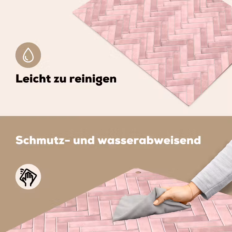 Visgraat - Wandtegel - Lichtroze Inductie beschemer met haakjes klein 777 -ky-schoon-de