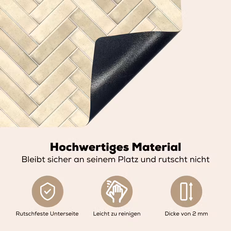 Visgraat - Wandtegel - Licht Beige Inductie beschemer met haakjes klein 777 -ky-onderkant-de