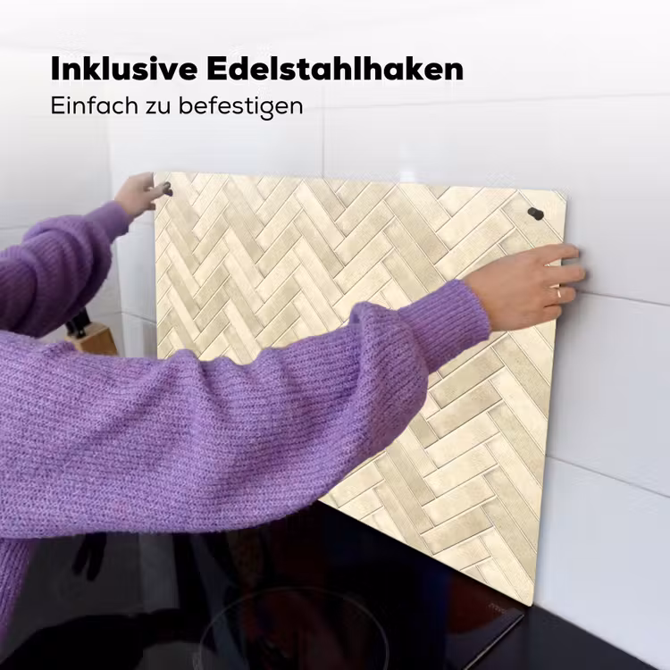 Visgraat - Wandtegel - Licht Beige Inductie beschemer met haakjes klein 777 -ky-ophangen-de
