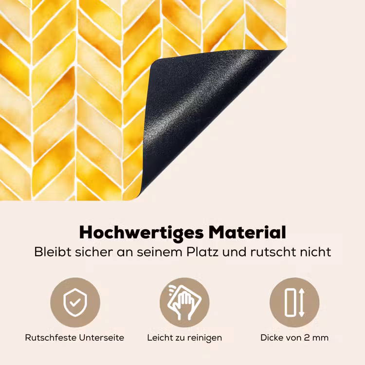 Visgraat - Aquarel - Patronen - Goudgeel Inductie beschemer met haakjes klein 777 -ky-onderkant-de