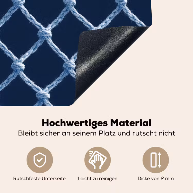 Visnet - Touw - Patroon - Marineblauw Inductie beschemer met haakjes klein 777 -ky-onderkant-de