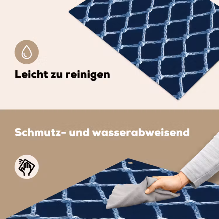 Visnet - Touw - Patroon - Marineblauw Inductie beschemer met haakjes klein 777 -ky-schoon-de