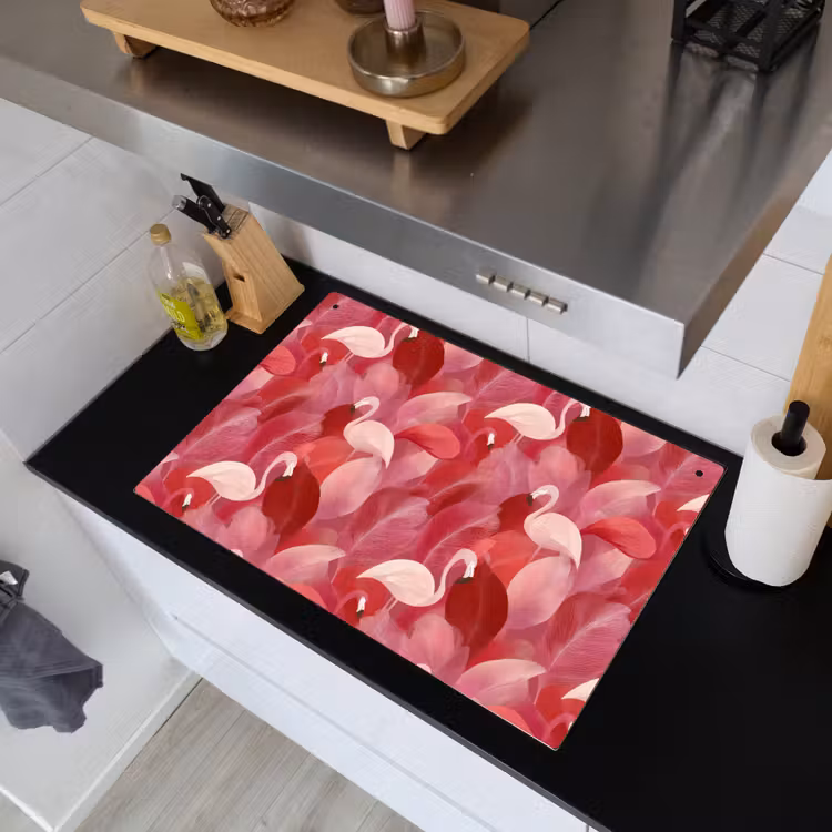 Flamingo - Botanisch - Elegant - Roze - Rood Inductie beschemer met haakjes klein 777 -sfeer1