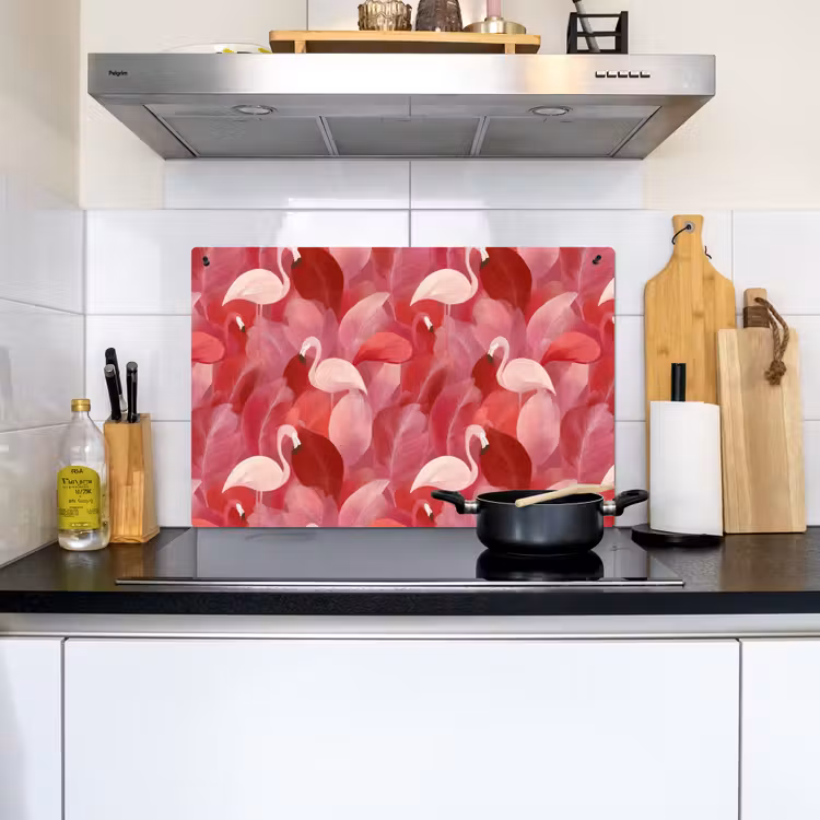 Flamingo - Botanisch - Elegant - Roze - Rood Inductie beschemer met haakjes klein 777 -sfeer2