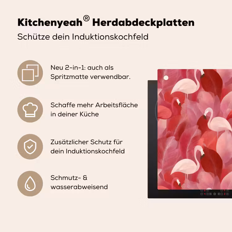 Flamingo - Botanisch - Elegant - Roze - Rood Inductie beschemer met haakjes klein 777 -ky-usp-de