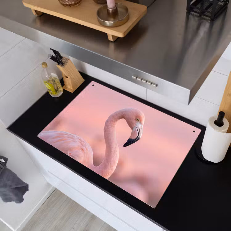 Flamingo - Portret - Roze Inductie beschemer met haakjes klein -sfeer1