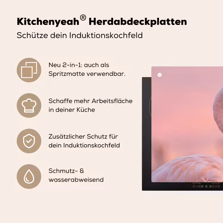 Flamingo - Portret - Roze Inductie beschemer met haakjes klein -ky-usp-de