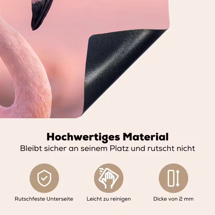 Flamingo - Portret - Roze Inductie beschemer met haakjes klein -ky-onderkant-de