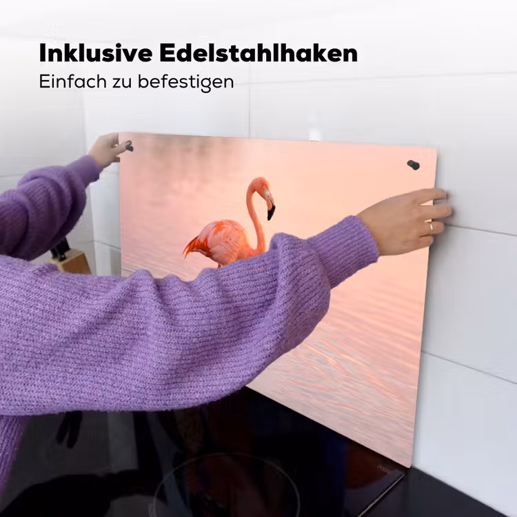 Flamingo - Water - Roze Inductie beschemer met haakjes klein -ky-ophangen-de