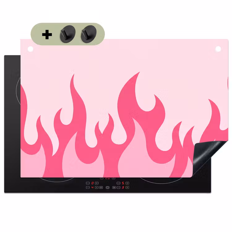 Vlammen - Patroon - Abstract - Modern - Roze Inductie beschemer met haakjes klein -3d