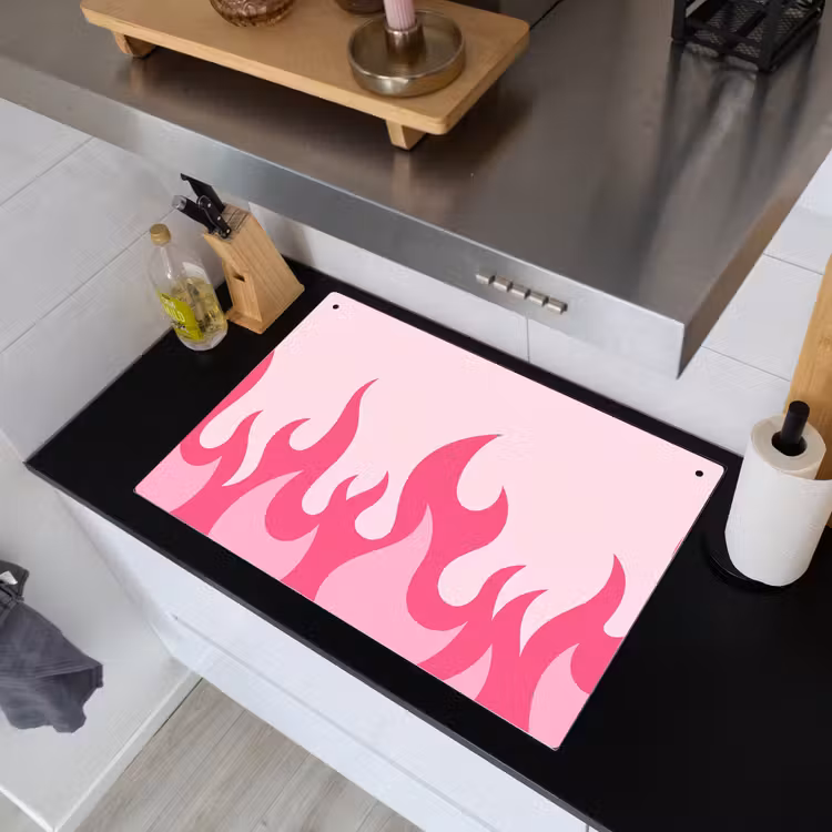 Vlammen - Patroon - Abstract - Modern - Roze Inductie beschemer met haakjes klein -sfeer1