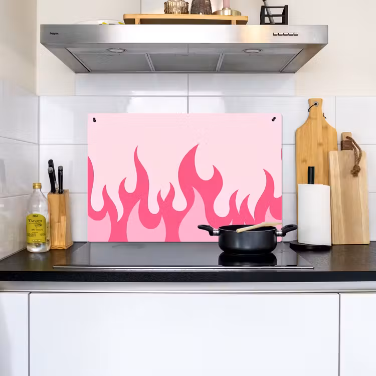 Vlammen - Patroon - Abstract - Modern - Roze Inductie beschemer met haakjes klein -sfeer2