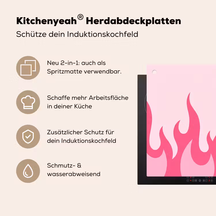 Vlammen - Patroon - Abstract - Modern - Roze Inductie beschemer met haakjes klein -ky-usp-de