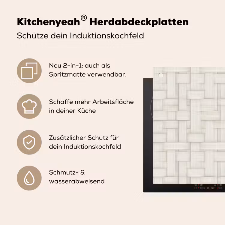 Vlechtwerk - Banen - Beige Inductie beschemer met haakjes klein 777 -ky-usp-de