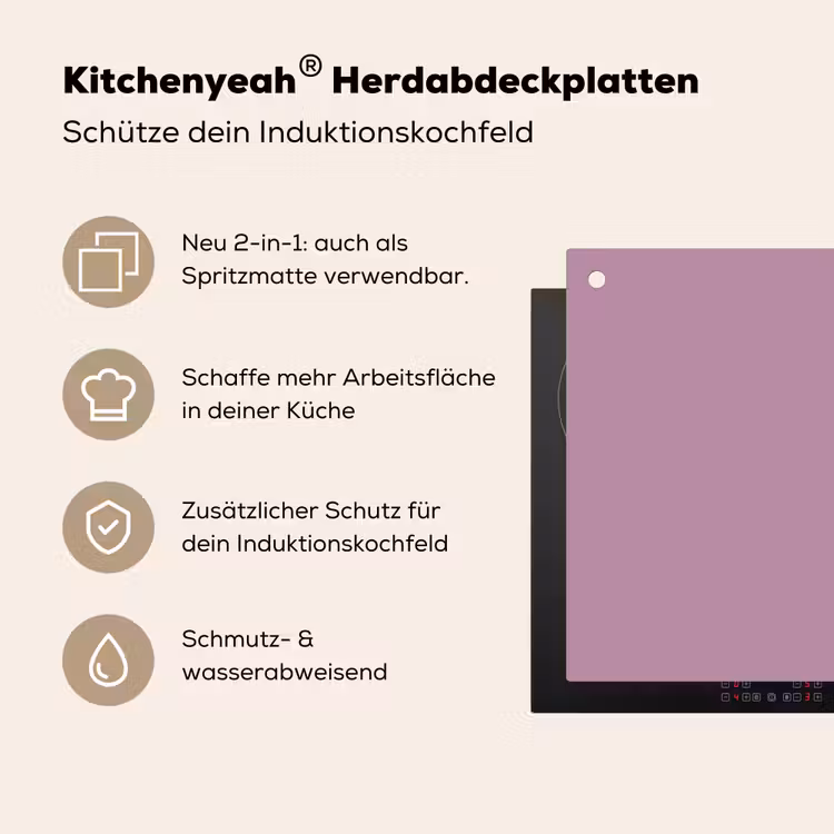 Lilac - Paars - Mauve Inductie beschemer met haakjes klein 777 -ky-usp-de