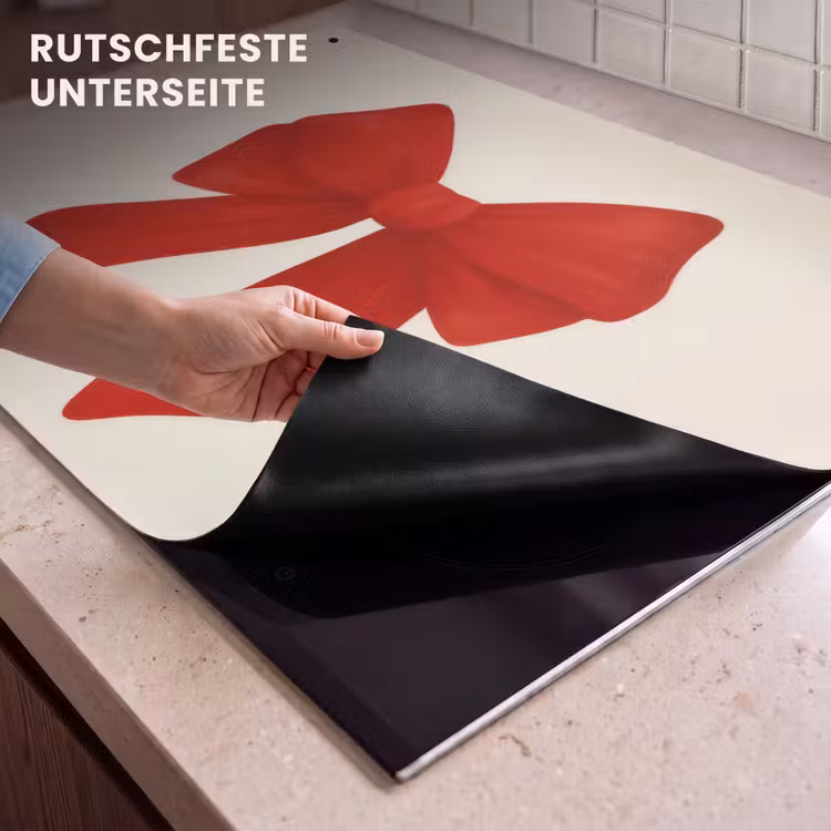 2-in-1 Herdabdeckplatte & Spritzschutz - Fliege - Symmetrisch - Rot - Schleife — 4