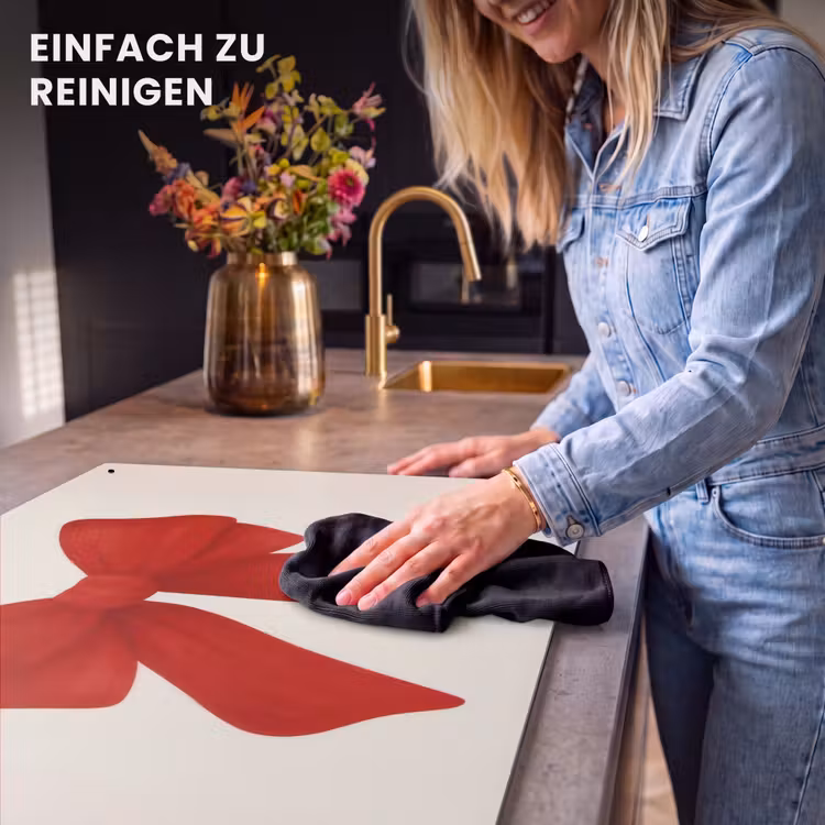2-in-1 Herdabdeckplatte & Spritzschutz - Fliege - Symmetrisch - Rot - Schleife — 5