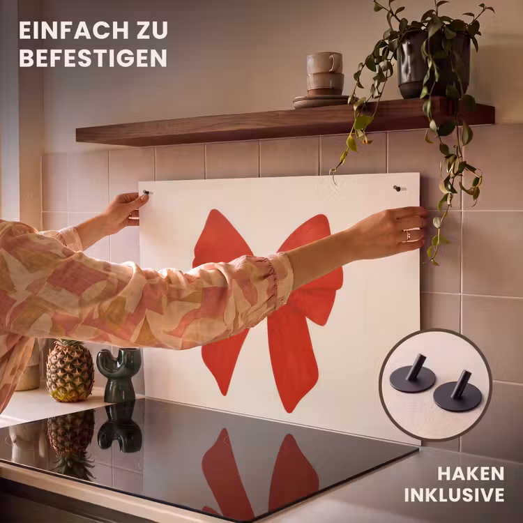 2-in-1 Herdabdeckplatte & Spritzschutz - Fliege - Symmetrisch - Rot - Schleife — 7
