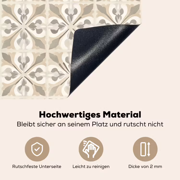 Tegel - Motief - Beige Inductie beschemer met haakjes klein 777 -ky-onderkant-de