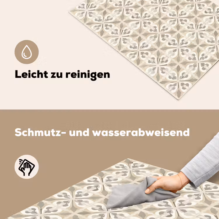 Tegel - Motief - Beige Inductie beschemer met haakjes klein 777 -ky-schoon-de