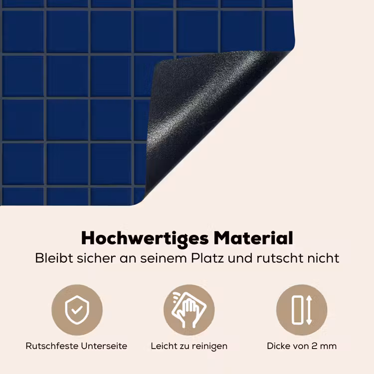 Tegel - Patroon - Blauw Inductie beschemer met haakjes klein 777 -ky-onderkant-de