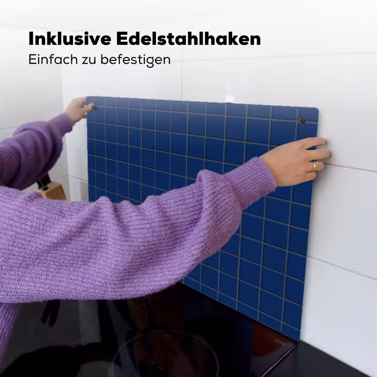 Tegel - Patroon - Blauw Inductie beschemer met haakjes klein 777 -ky-ophangen-de
