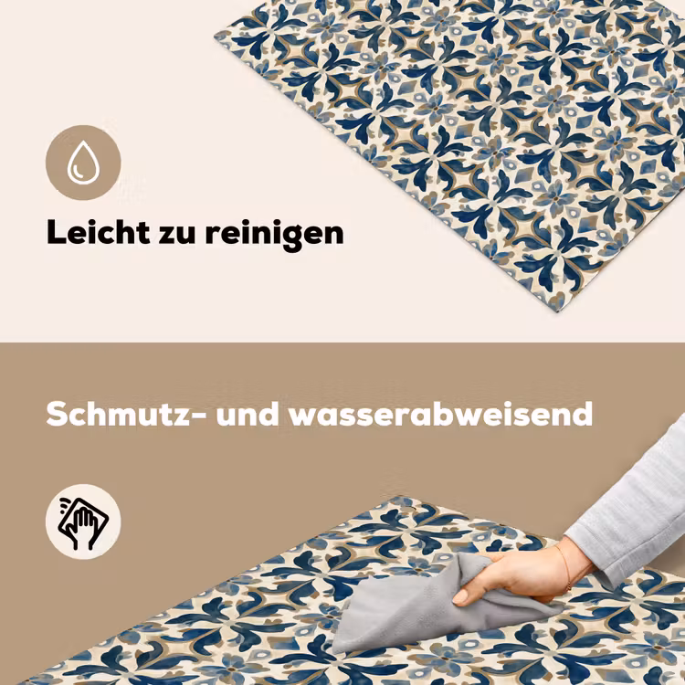 Tegel - Patroon - Blauw - Beige Inductie beschemer met haakjes klein 777 -ky-schoon-de