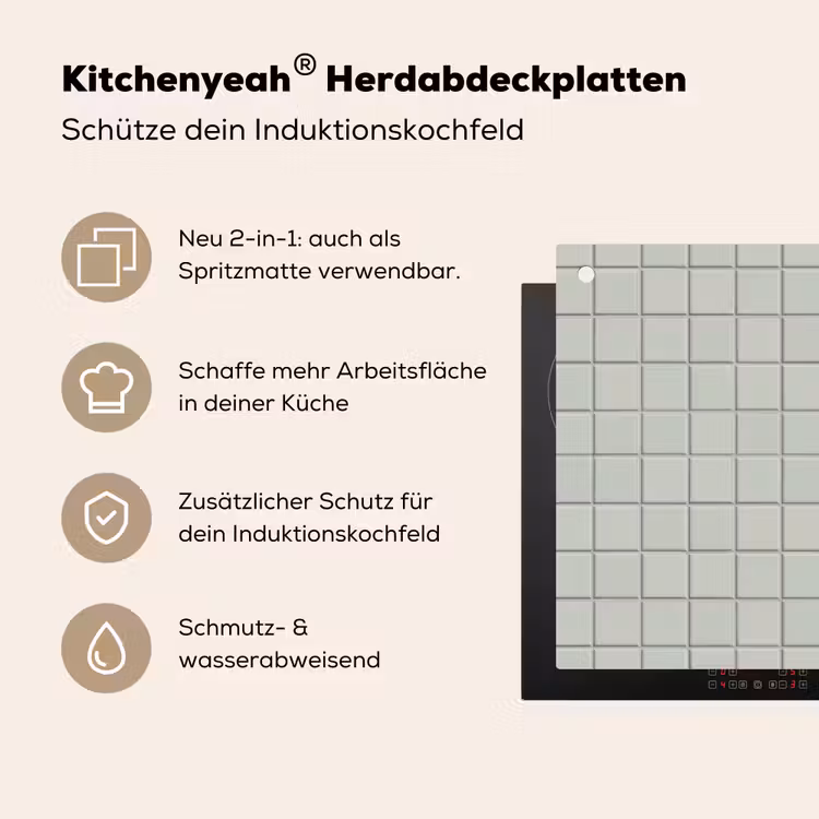 Tegel - Patroon - Lichtgroen Inductie beschemer met haakjes klein 777 -ky-usp-de