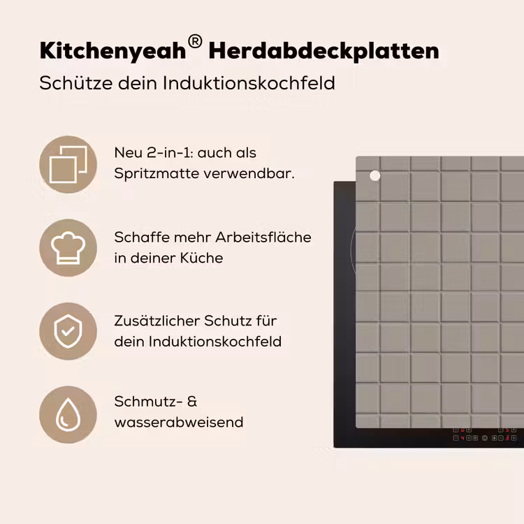 Tegel - Patroon Kiezel - Grijs Inductie beschemer met haakjes klein 777 -ky-usp-de