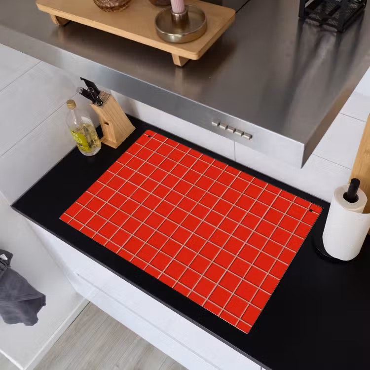 Tegel - Patroon - Kersen - Rood Inductie beschemer met haakjes klein 777 -sfeer1