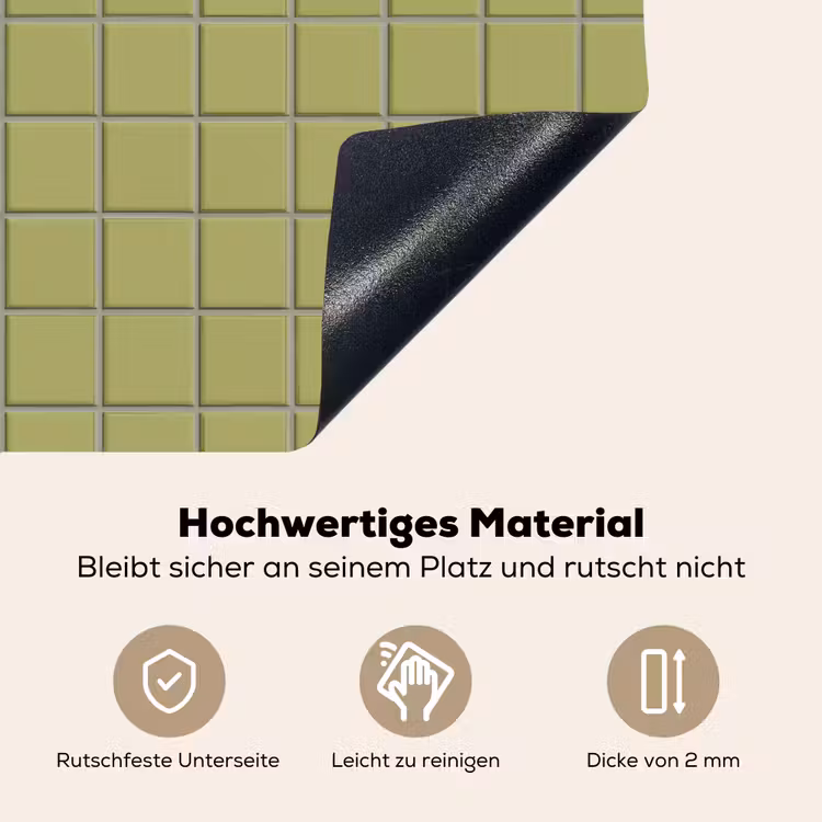 Tegel - Patroon - Olijfgroen Inductie beschemer met haakjes klein 777 -ky-onderkant-de