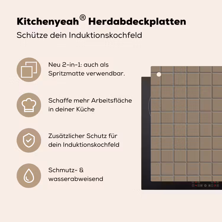 Tegel - Patroon - Taupe Inductie beschemer met haakjes klein 777 -ky-usp-de