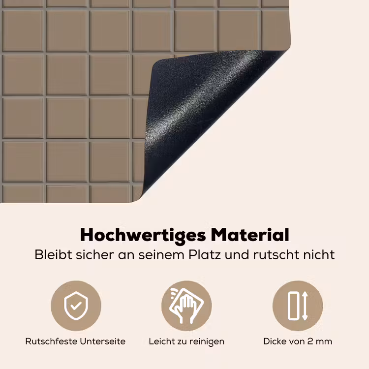 Tegel - Patroon - Taupe Inductie beschemer met haakjes klein 777 -ky-onderkant-de
