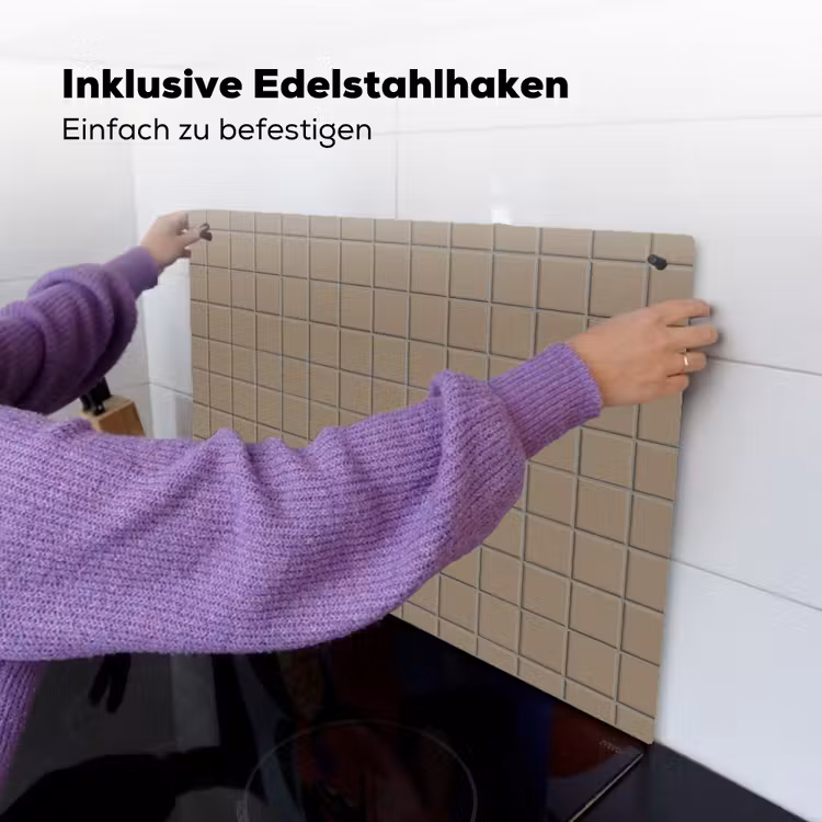 Tegel - Patroon - Taupe Inductie beschemer met haakjes klein 777 -ky-ophangen-de