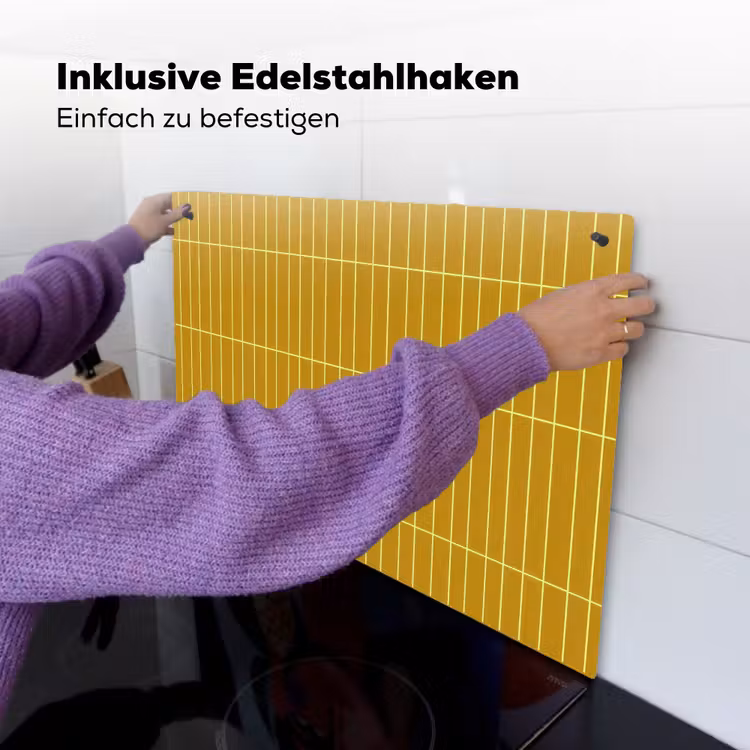 Tegels - Verticaal - Mosterdgeel Inductie beschemer met haakjes klein 777 -ky-ophangen-de