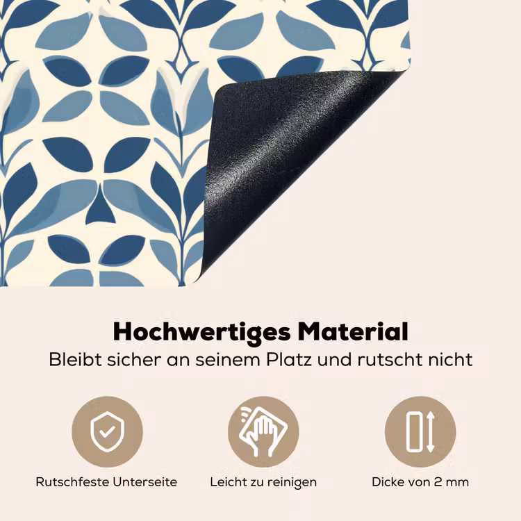 Flora - Modern - Blauw Inductie beschemer met haakjes klein 777 -ky-onderkant-de