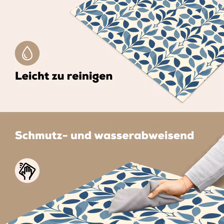 Flora - Modern - Blauw Inductie beschemer met haakjes klein 777 -ky-schoon-de