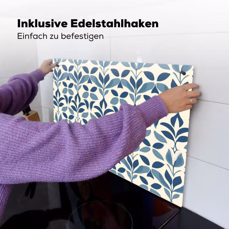 Flora - Modern - Blauw Inductie beschemer met haakjes klein 777 -ky-ophangen-de