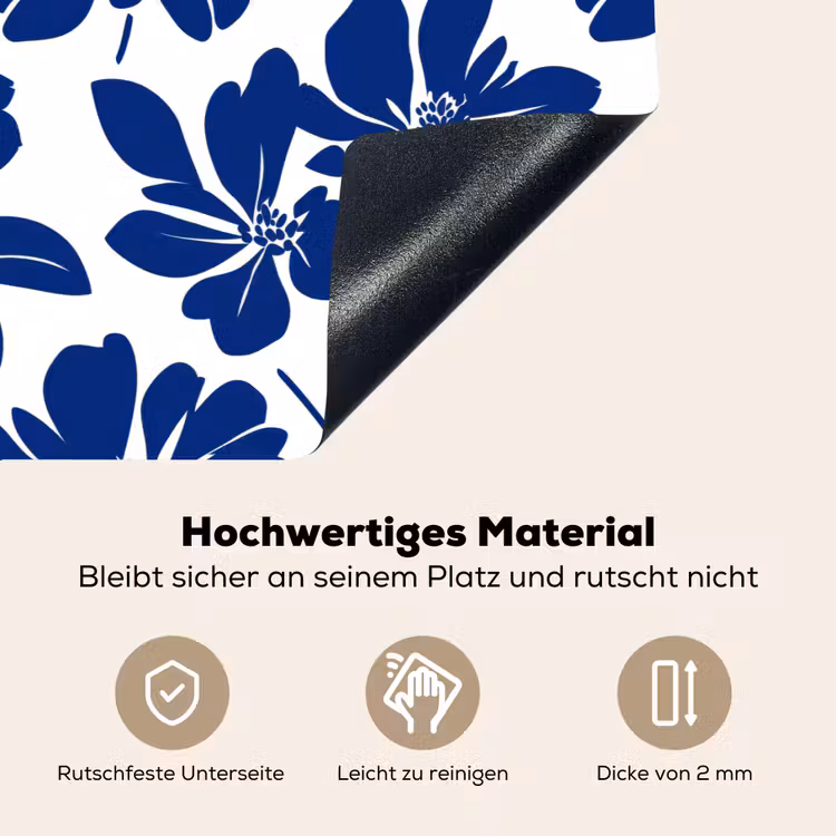Floraal - Modern - Blauw Inductie beschemer met haakjes klein 777 -ky-onderkant-de