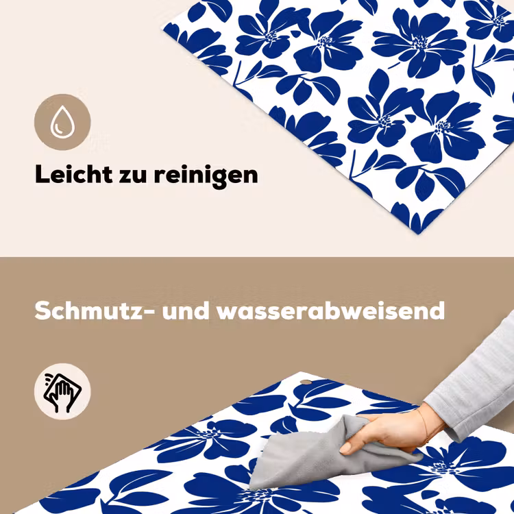 Floraal - Modern - Blauw Inductie beschemer met haakjes klein 777 -ky-schoon-de