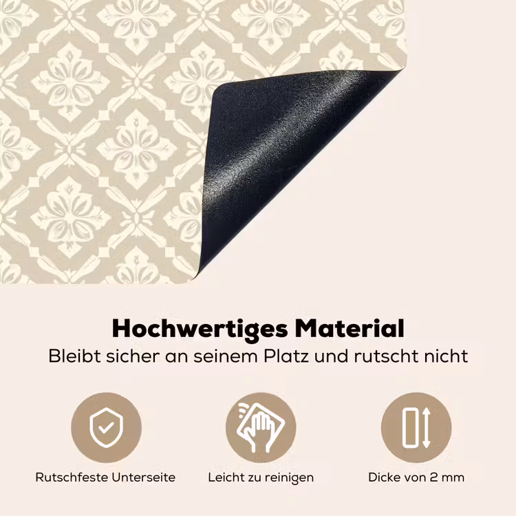 Floraal - Ornament - Beige Inductie beschemer met haakjes klein 777 -ky-onderkant-de