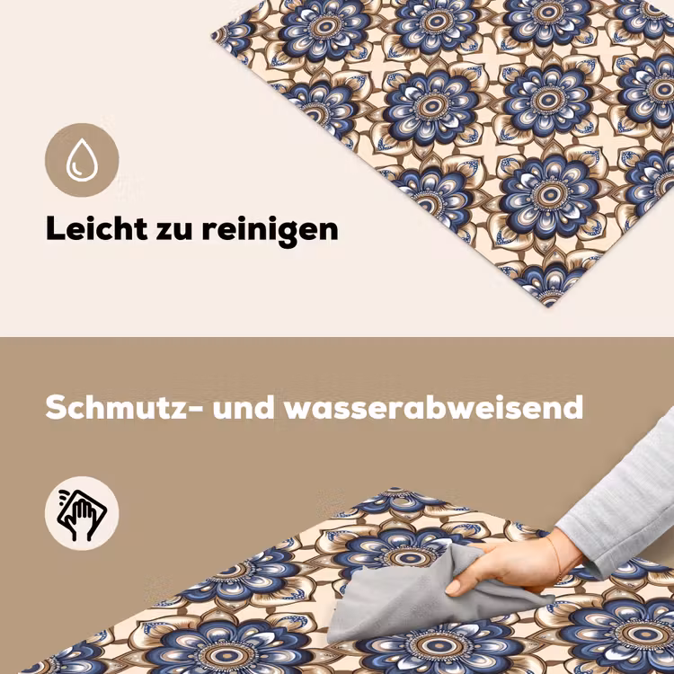 Floraal - Ornament - Blauw Inductie beschemer met haakjes klein 777 -ky-schoon-de