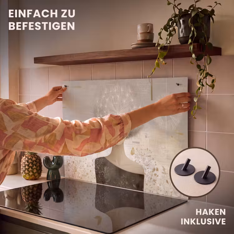2-in-1 Herdabdeckplatte & Spritzschutz - Fluff - Frau - Beige - Pluis - Vrouw - Beige Inductie beschemer met haakjes klein