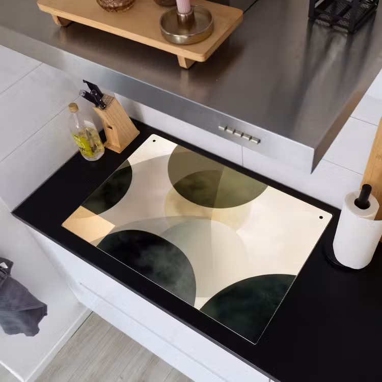 Vlakken - Abstract - Beige - Cirkels Inductie beschemer met haakjes klein -sfeer1