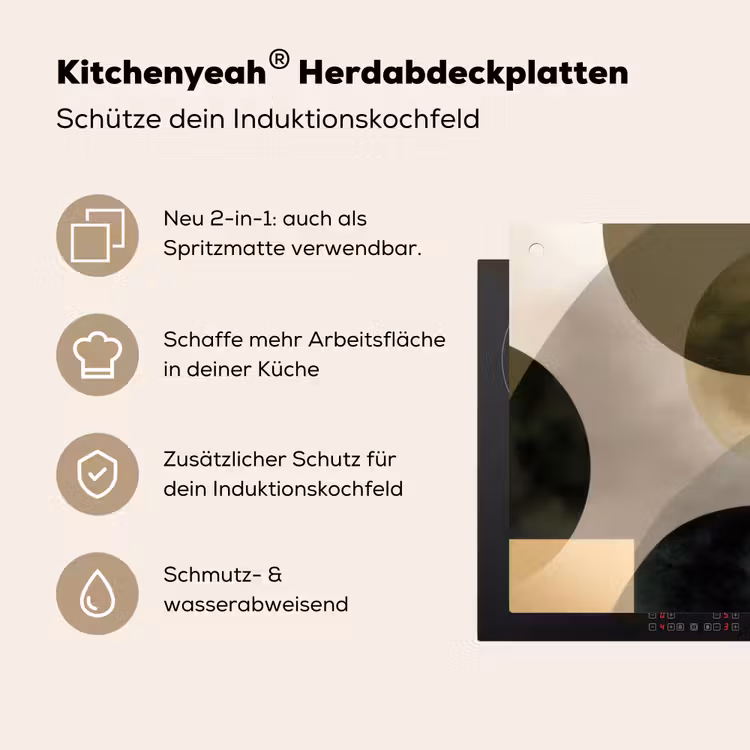 Vlakken - Abstract - Beige - Cirkels Inductie beschemer met haakjes klein -ky-usp-de